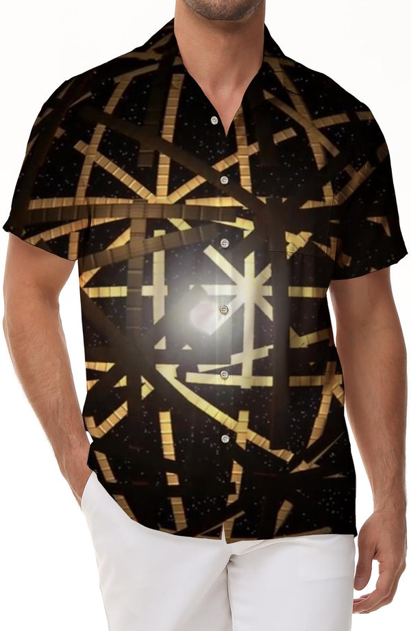 Lapel Hawaiian Shirt Short Sleeve Fashion Digital Printing Men's Short Sleeve Shirt Summer Button Lapel Clothing