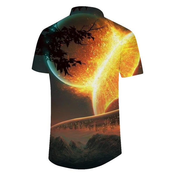 
Collision Planet Men's Casual Loose Shirt Hawaiian Casual Short Sleeve Shirt Pattern Short Sleeve Shirt Button
                