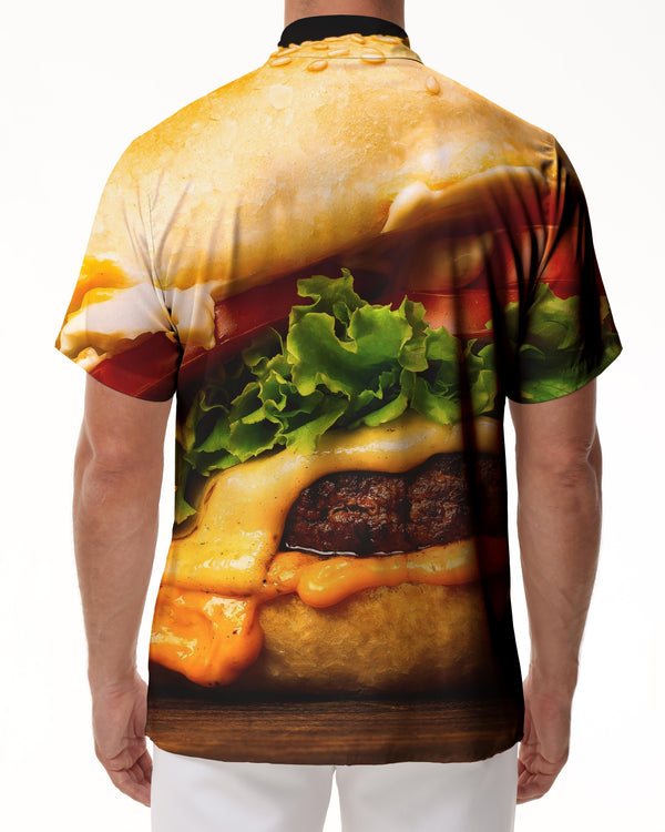 
Delicious Thousand Layer Burger Men's Fun Printed Short Sleeve Shirt 3D Digital Print Pattern Hawaiian Tropical Beach Shirt Seaside Short Sleeve Summer
                