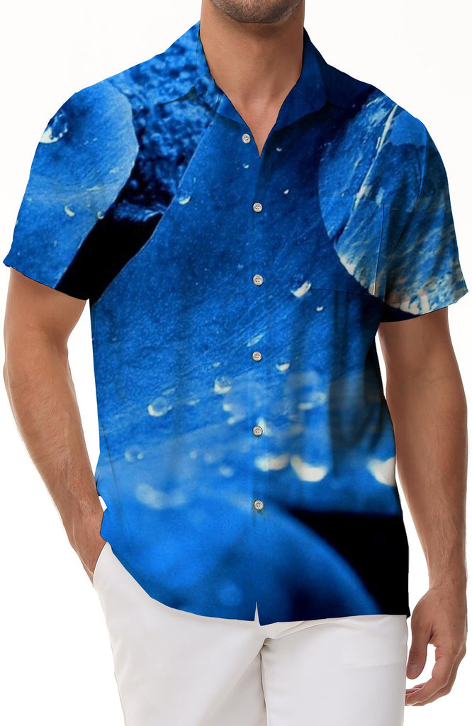 Floral Blue Style Men's Short Sleeve Button-Down Shirt - Stylish and Comfortable Summer Shirt
