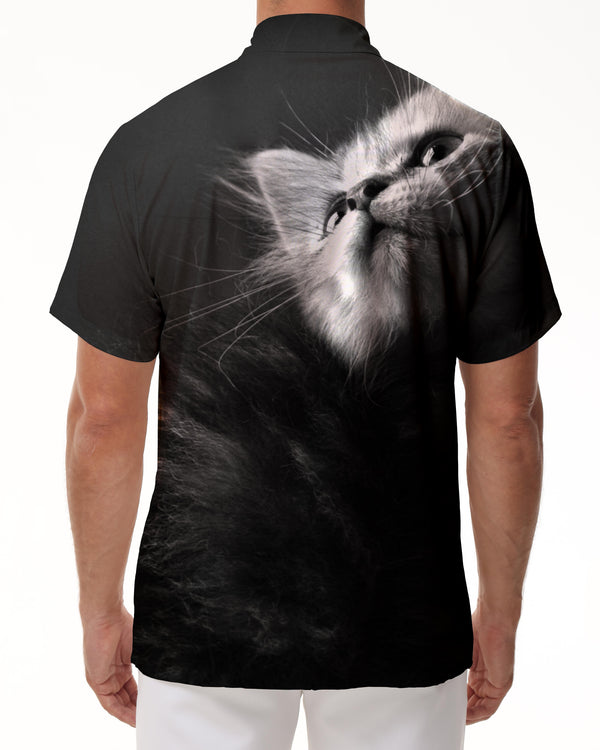 
Black and white kitten fashion shirt 3d digital print pattern men's fun cat Hawaiian shirt short sleeve
                