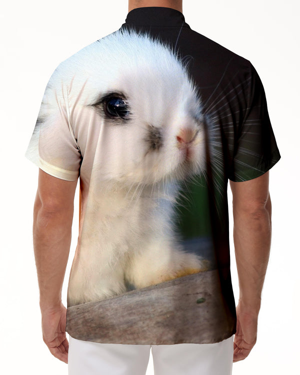 
Cute Rabbit Men's Cuban Shirt Short Sleeve Button Hawaiian Shirt Summer Casual Beach Shirt White
                