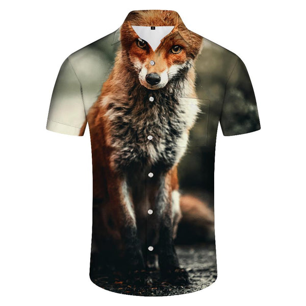 
Wild Fox Animal 3D Printed Men's Casual Loose Short Sleeve Shirt Tropical Summer Casual Short Sleeve Top
                