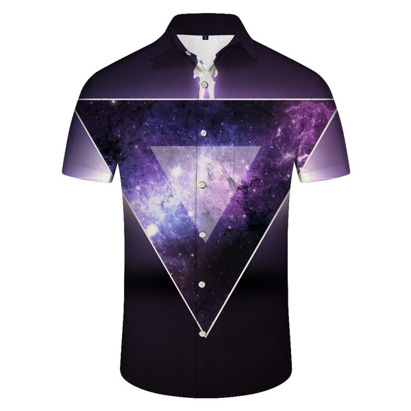 
Men's Hawaiian Shirt Cosmic Purple Aurora Galaxy Short Sleeve Casual Tropical Beach Shirt Suitable for Holiday Parties
                