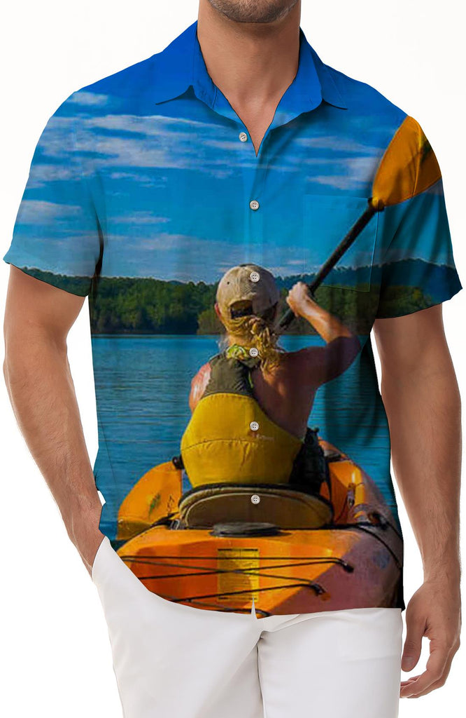 Cruise Men's Retro 3D Digital Printed Shirt Short Sleeve Button Hawaiian Shirt Summer Casual Beach Shirt
