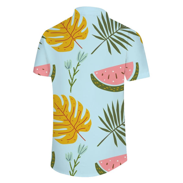 
Men's Hawaiian Casual Loose Button Short Sleeve Button Lapel Tropical Coconut Tree Watermelon Beach Shirt Top
                