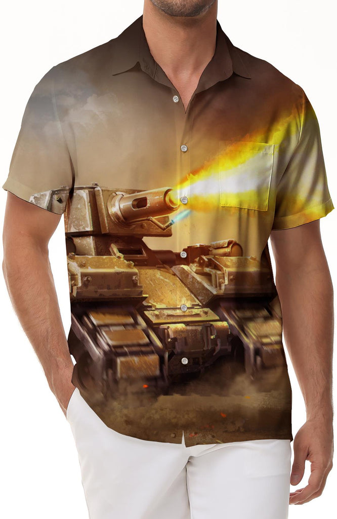 Tank Spitfire Hawaiian Tropical All Seasons Button Casual Short Sleeve Men's Beach Shirt