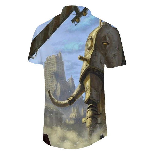 
African Wildlife Elephant Mens Short Sleeve Shirt Casual Button Summer Beach Shirt Classic Fit Top
                