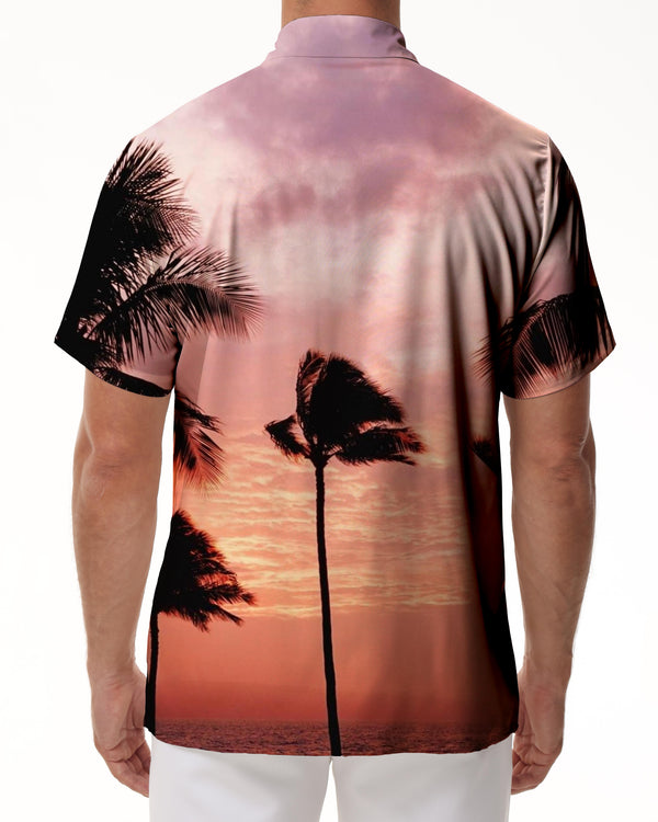 
Sunset Coconut Tree Casual Tropical Short Sleeve Button Shirt 3D Print Mens Clothing Summer Vacation
                