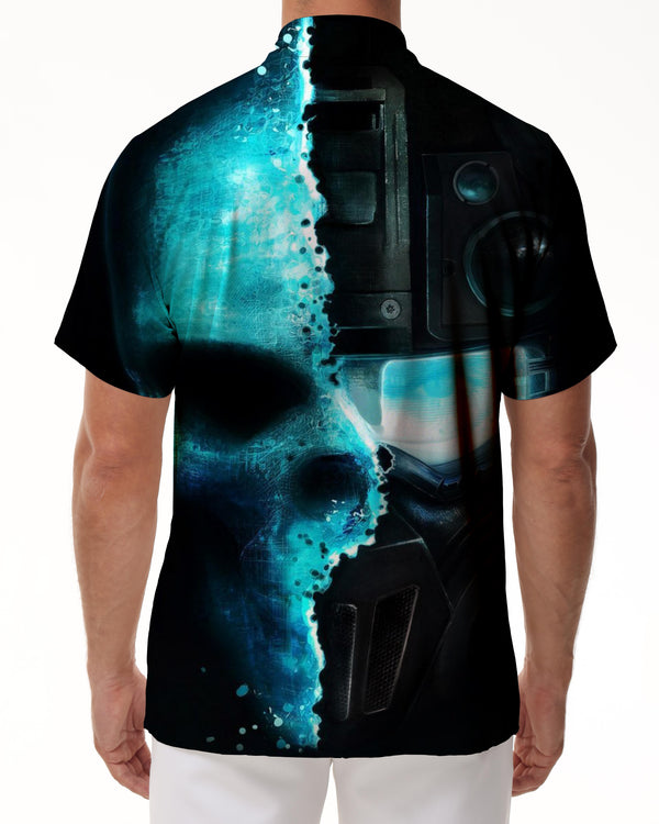 
Cyber Technology Skull Pattern Hip-Hop Rap Style Hawaiian Button Lapel Pocket Casual Daily Travel Vacation Men's
                