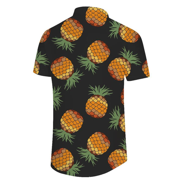 
Fashion Black Pineapple Fruit Pattern Men's Short Sleeve Beach Shirt with Buttons Summer Casual Shirt Holiday Party
                