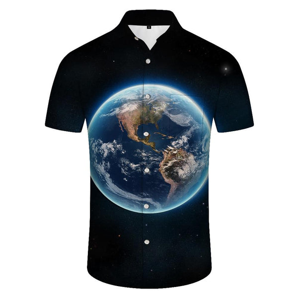 
Summer men's casual fashion style loose short-sleeved shirt Tropical Hawaiian button-down lapel beach clothing
                