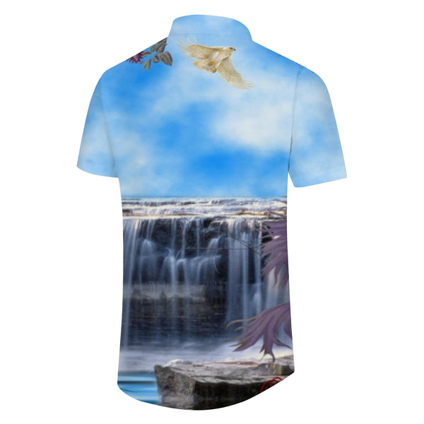 
Waterfall Animal Scenery Hawaiian Shirt Mens Button Down Shirt Short Sleeve Casual Hawaiian Beach Shirt
                