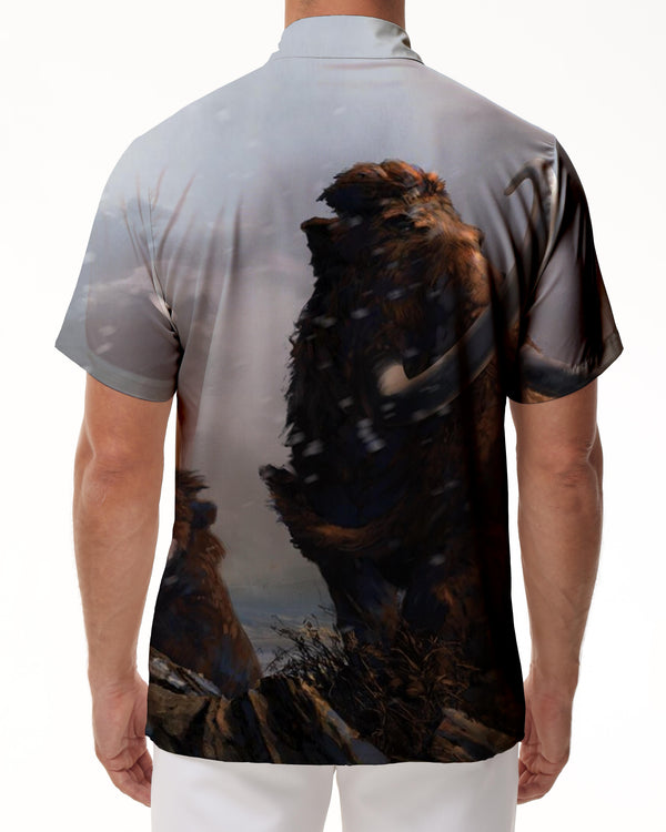 
Snow Mammoth Animal Short Sleeve Casual Loose Men's Hawaiian Lapel Shirt Comfortable Lapel Shirt Casual Beach Clothing Button
                