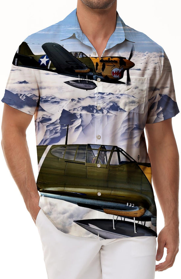 
Snow Mountain Helicopter Men's Beach Shirt Four Seasons Button Casual Short Sleeve Hawaiian Tropical Short Sleeve
                