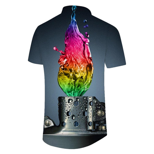 
Light flame Hawaiian Cuban shirt men's fashion shirt casual vacation short sleeve button shirt cool
                