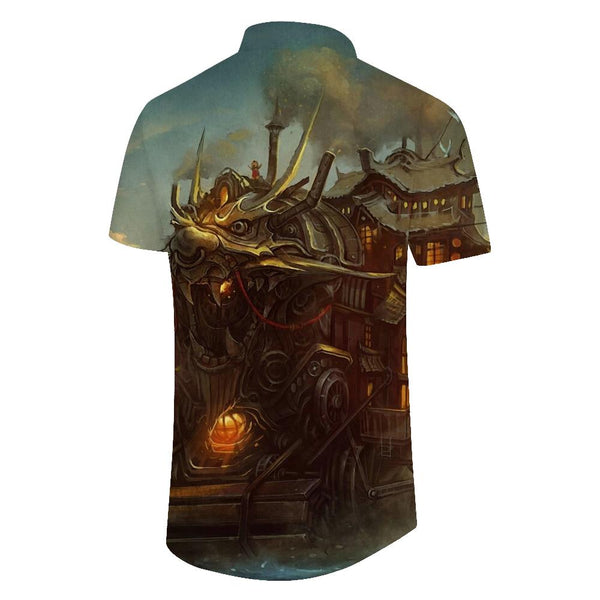 
Ancient Boat House Men's Casual Loose Style Regular Style Hawaiian Tropical Four Seasons Daily Simple Style Printed Short Sleeve Button Shirt
                