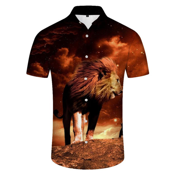 
Social Fashion Men's Short Sleeve Lapel Button Shirt Print Hawaiian Beach Casual Men's Tops Summer
                