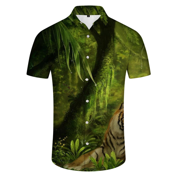
Hawaiian Tropical Regular Fit Ocean Short Sleeve Men's Short Sleeve Button Down Shirt Forest Tiger
                