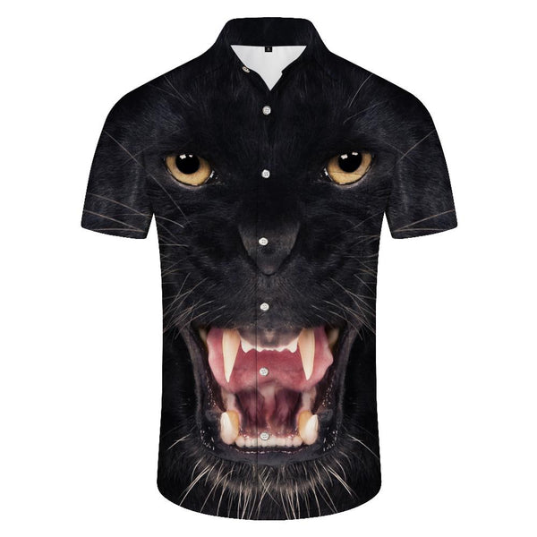 
Roaring Leopard 3D Digital Print Pattern Tropical Fashion Cool Animal Hawaiian Men's Short Sleeve Button-Up
                