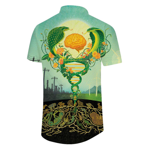 
Double snake abstract personalized digital printing casual loose short sleeve Hawaiian shirt 3D printing shirt summer travel vacation shirt men
                