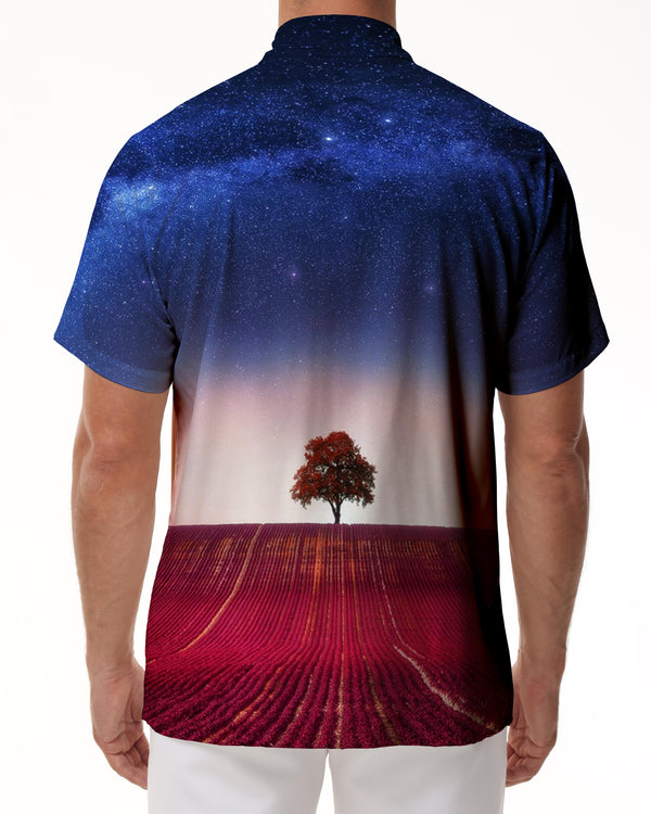
Trees Starry Night Sky Men's Shirt Casual Comfortable Breathable Short Sleeve Button Shirt Pocket Beach Vacation
                