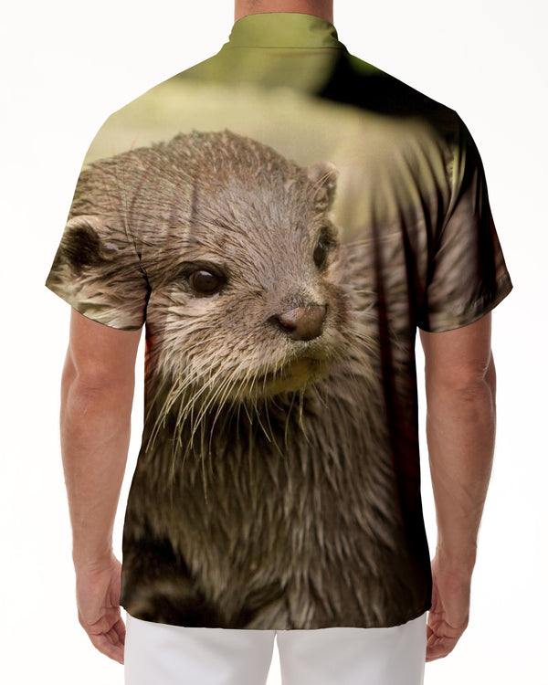 
Men's casual daily travel vacation animal Hawaiian tropical button-down lapel pocket short sleeve top
                