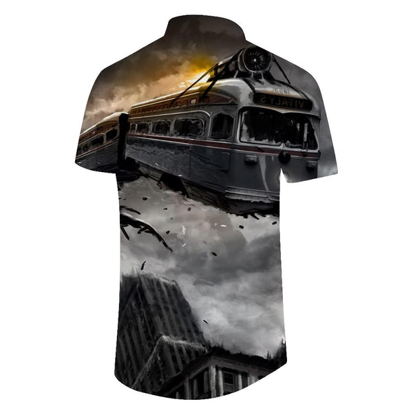 
Men's 3D Geometric Print Shirt Fashion Button Lapel Short Sleeve Hawaiian Train Summer Shirt
                