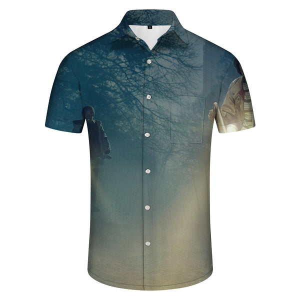 
Misty forest personality shirt fashion suitable for men short sleeve tropical Hawaii leisure holiday style
                