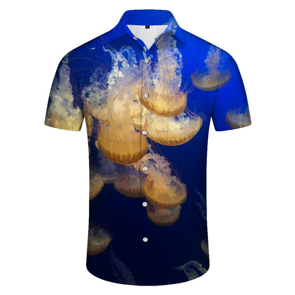
Beautiful Falling Art Jellyfish Men's Hawaiian Shirt Short Sleeve Button Casual Shirt Tropical Seaside Beach Clothing
                