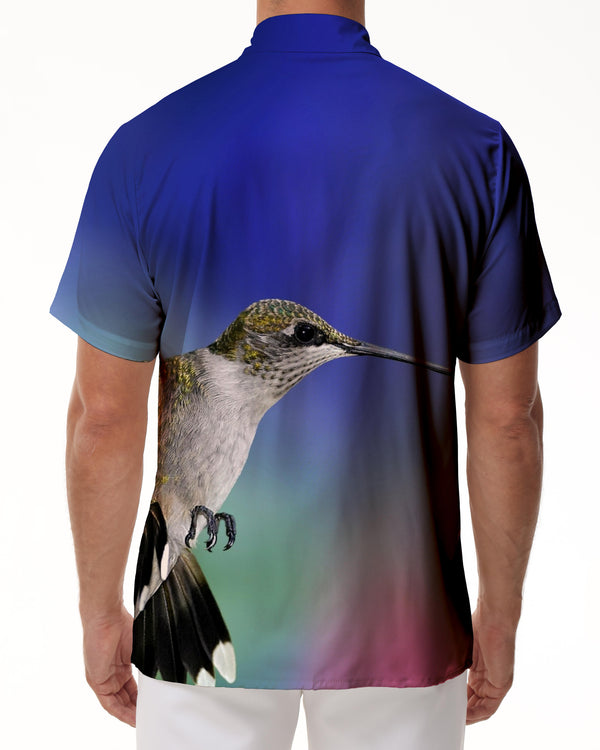 
Hummingbird Tropical Flowers Spring Mens Short Sleeve Shirt Casual Button Shirt Summer Tops with Pockets
                