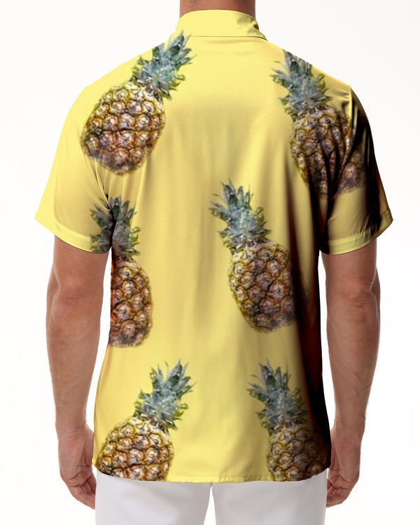 
Yellow Pineapple Men's Fashion Hawaiian Shirt Fruit Pattern Print Casual Loose Short Sleeve Button Beach Shirt
                