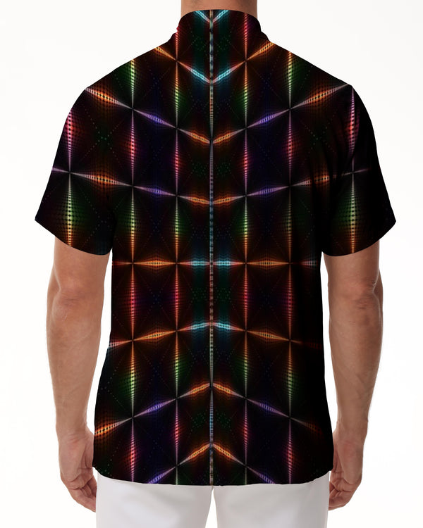 
Colorful Geometric Men's Casual Hawaiian Lapel Button-Down Shirt Top
                