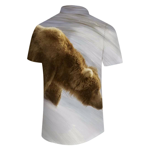 
Sport Downhill Bear Style Vintage Men's Cuban Collar Shirt Casual Button Shirt Short Sleeve Beach Vacation
                