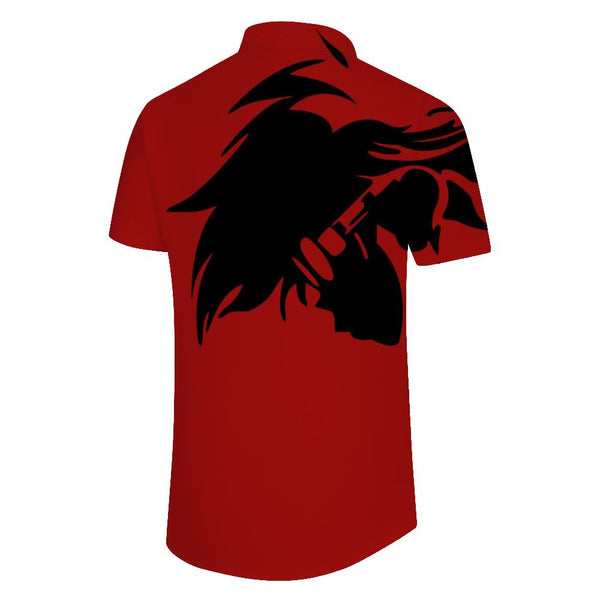 
Red Daily Cartoon Hawaiian Tropical Four Seasons Fashion Button Lapel Pocket Short Sleeve Shirt Men's Daily Street Wear
                