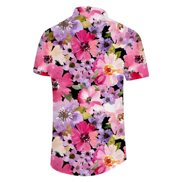 
Colorful Natural Floral Print Men's Polyester Fashion Short Sleeve Button Shirt Vacation Hawaiian Shirt
                