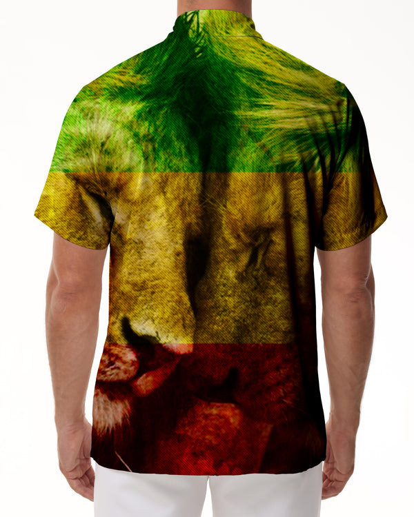 
Men's Red Yellow Green Rasta Flag Warm Animal Print Shirt Hawaiian Casual Short Sleeve Shirt Button Pocket Shirt
                