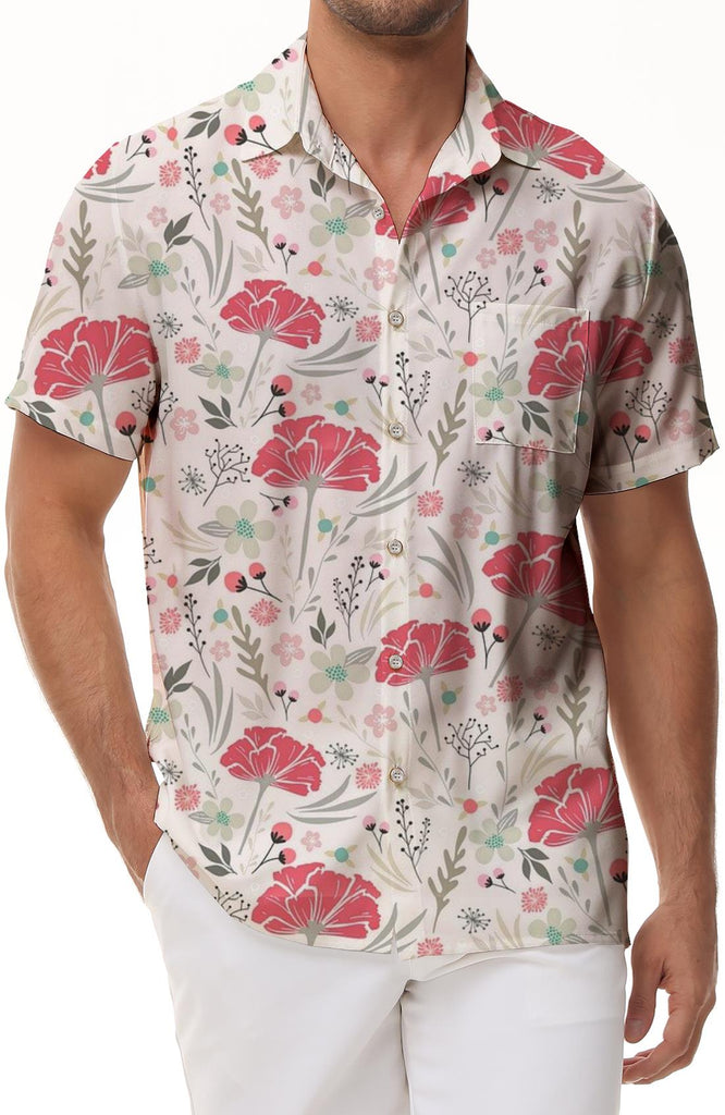 Summer floral beach Hawaiian button-down lapel style shirt men's casual loose 3d digital printing short sleeve
