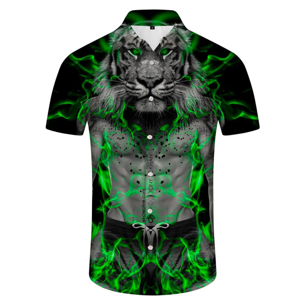 
Brand tiger shirt black clothing animal shirt 3D printing short sleeve men's shirt hip hop fashion summer new
                