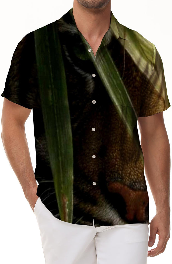 Trendy Men's Hawaiian Shirt Short Sleeve Summer Tropical Print Button-Down Top Casual Beach Men's Vacation Shirt