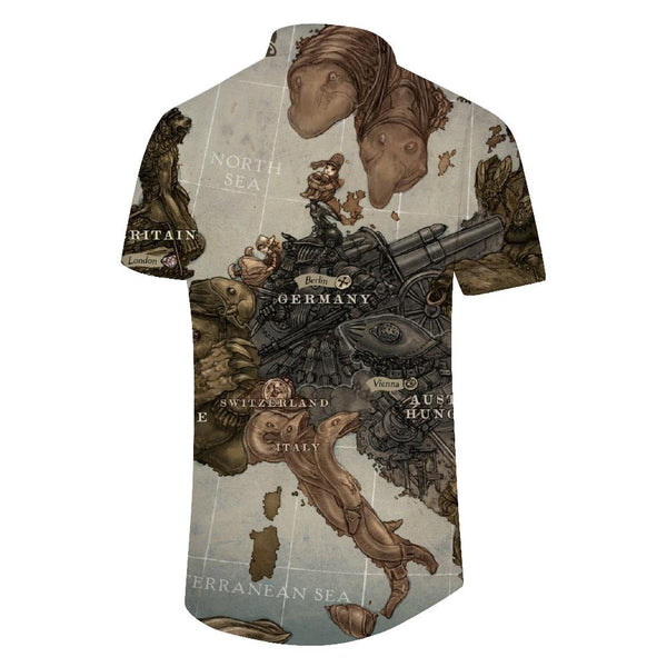 
South American Abstract Pattern Print Summer Short Sleeve Shirt Button Hawaiian Shirt Men's Loose Casual Shirt with Pockets
                