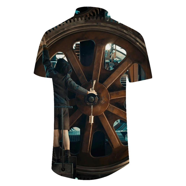 
Car tire print men's casual wear Hawaiian shirt button down for summer vacation tropical beach
                