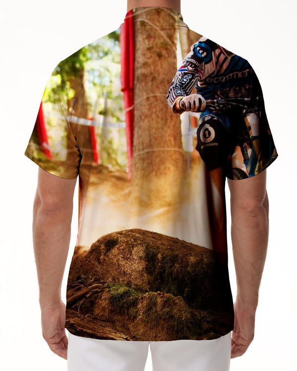 
Off-road sports motorcycle pattern fashion men's short-sleeved beach shirt Hawaiian shirt summer clothing lapel shirt casual tops breathable printing
                
