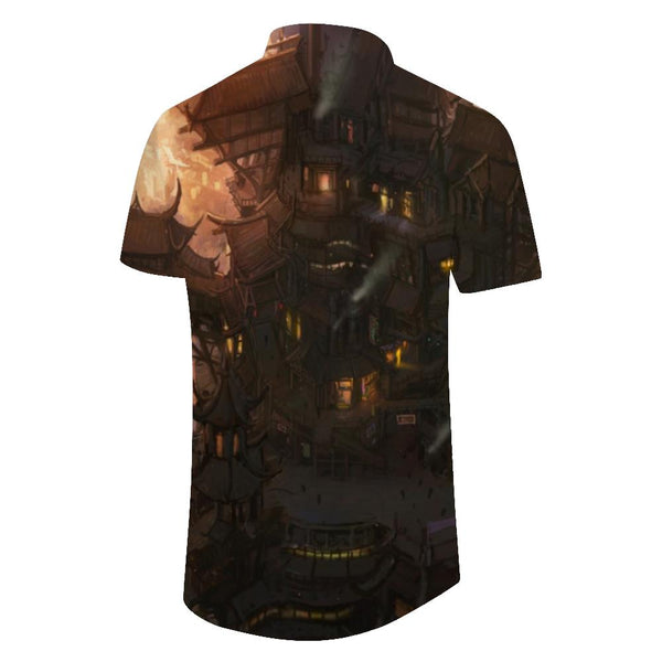 
Ancient Design Building Men's Short Sleeve Shirt Casual Lapel Pocket Button Shirt Vacation Beach Summer
                