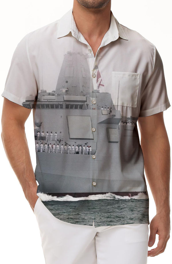 White Aero Model Navy Mens Hawaiian Shirt Cool Short Sleeve Button Down Summer Beach Shirt Casual