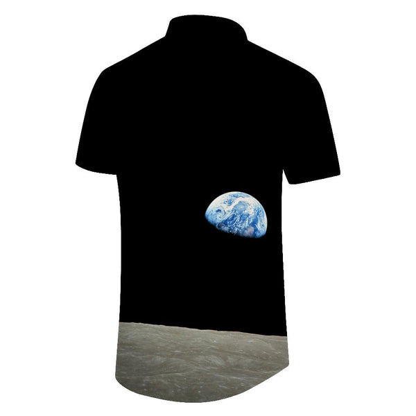 
Mini Earth Personalized Outer Space Moon Men's Casual Travel Fun Short Sleeve Shirt Hawaiian Digital Print Top
                