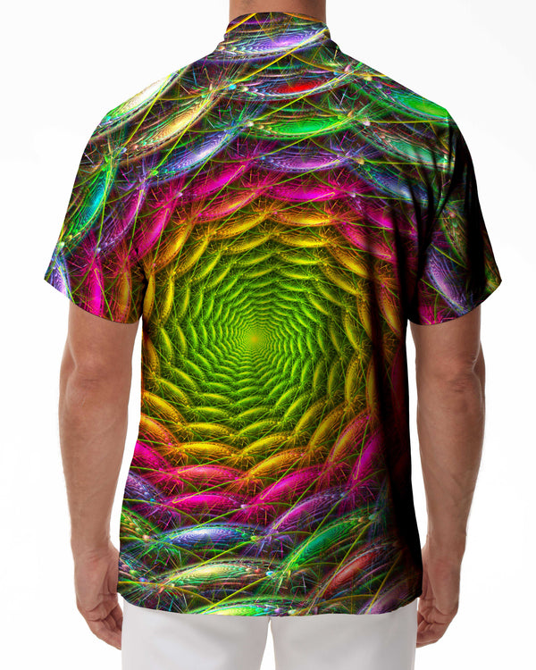 
KY Ku Hawaiian Men's Shirt - Men's Casual Hawaiian Button Print Geometric Light Heather Shirt Short Sleeve Beachwear
                