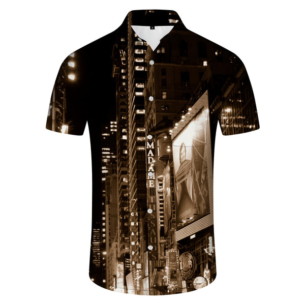 
Night Fashion New York City Men's Shirt Short Sleeve Casual Fashion Breathable Regular Style Lapel Design Boat Party Short Sleeve
                