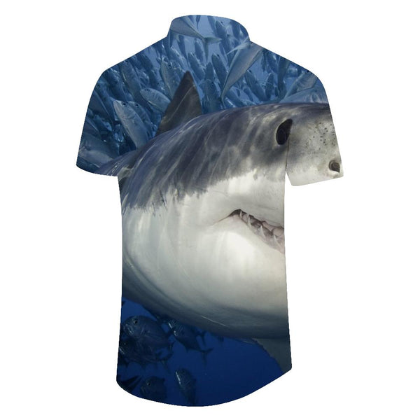 
Ocean Shark Men's Cuban Collar Shirt Casual Button Down Shirt Short Sleeve Vacation Beach
                