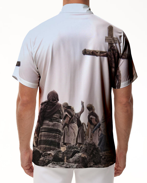 
Cross Jesus Men's Fashion Short Sleeve Printed 3D Shirt Hawaiian Beach Summer Tropical Four Seasons Hip Hop Shirt
                